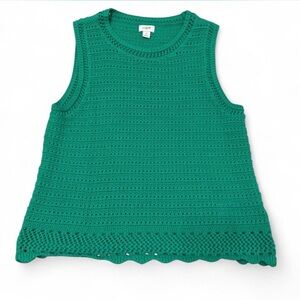 J. Crew Factory Crochet Tank Top Women’s Small Green Boho Cottage Knit Spring